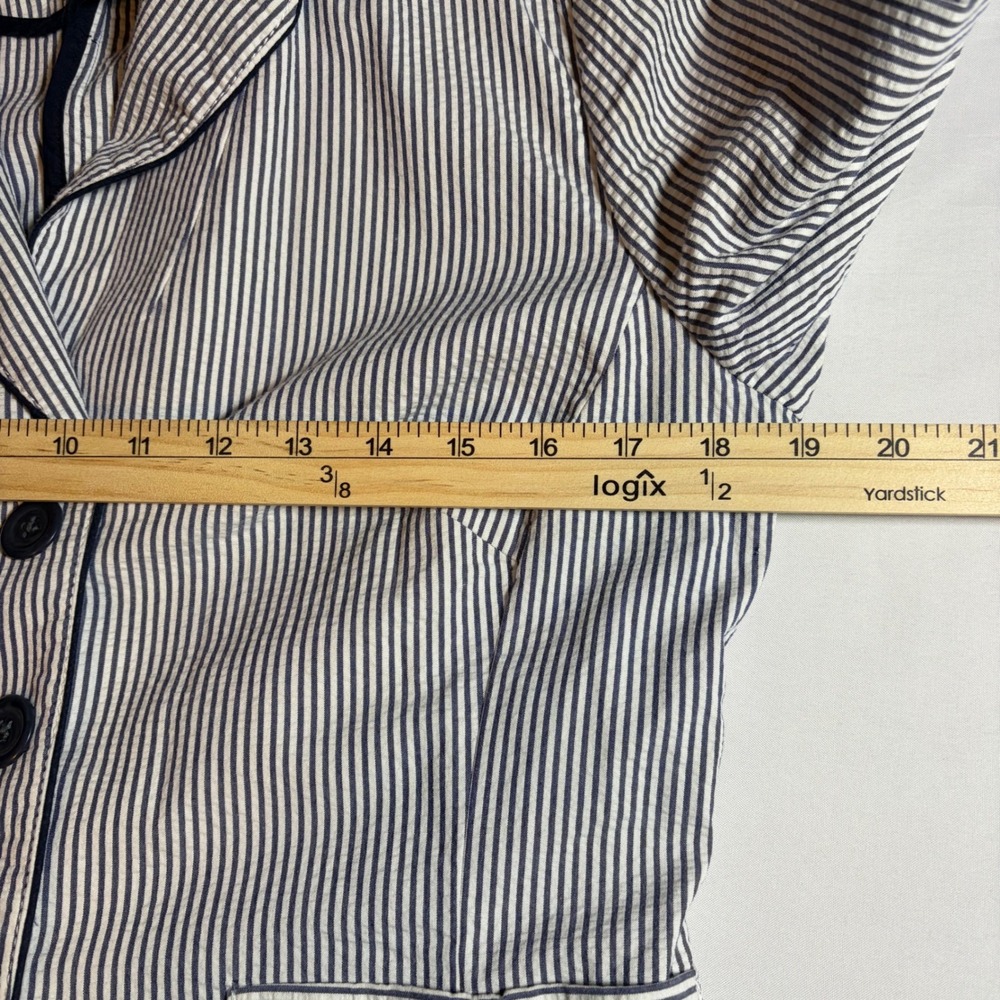 Banana Republic Womens Navy White Seersucker Stripe Blazer Jacket Summer - Picture 10 of 11